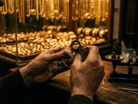 صائغ يفحص سوار ذهب بالمكبرة في سوق مغربي في إشارة لتحقيق مجلس المنافسة في أسعار الذهب بالمغرب
