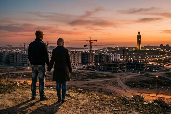 زوجان شابان يتأملان أفق مدينة الرباط من ضاحية بعيدة في ظل ارتفاع أسعار العقار بالعاصمة